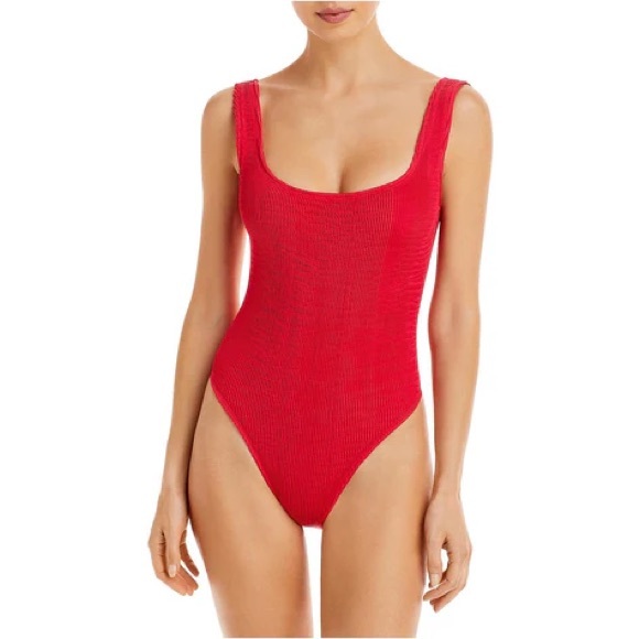 NWT Cleonie Bathe Maillot Low Back Pool One Piece Swimsuit Red